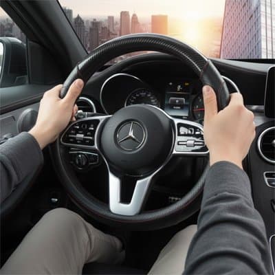 Couvre volant personne conduit voiture