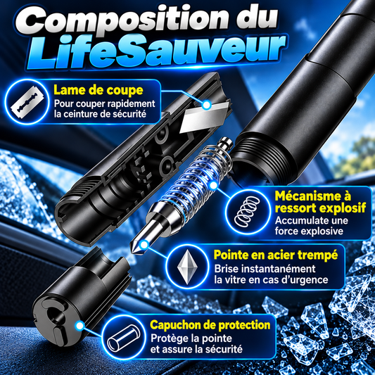 Outil de secours pour couper ceinture et briser vitres- LifeSauveur™