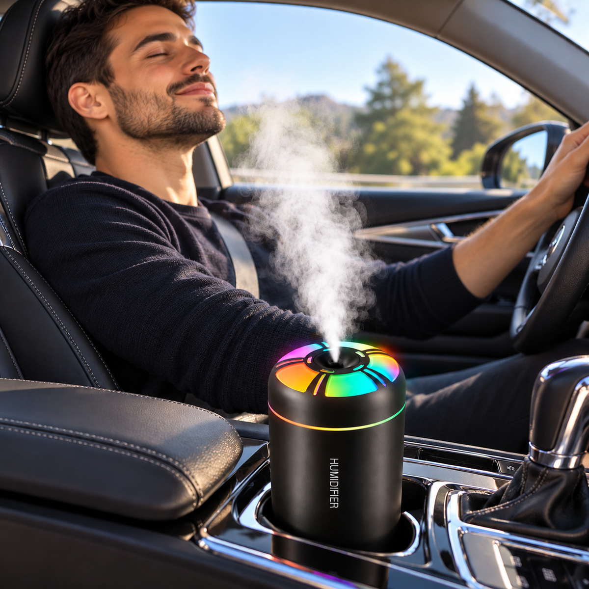 Humidificateur air dans une voiture ensoleillée