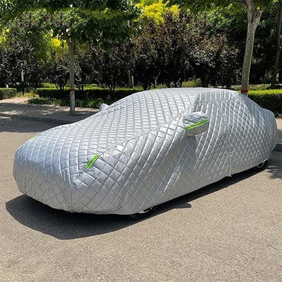 bache pour voiture sol arbres