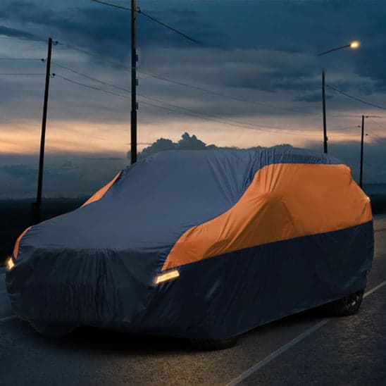 bache pour voiture sombre bande reflechissant