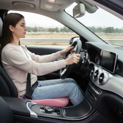 Coussin voiture femme assise dessus