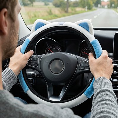 Couvre volant bleu-blanc