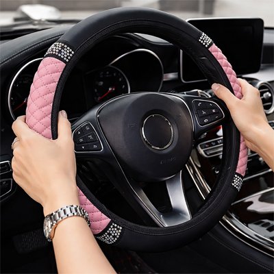 Couvre volant cuir et rose