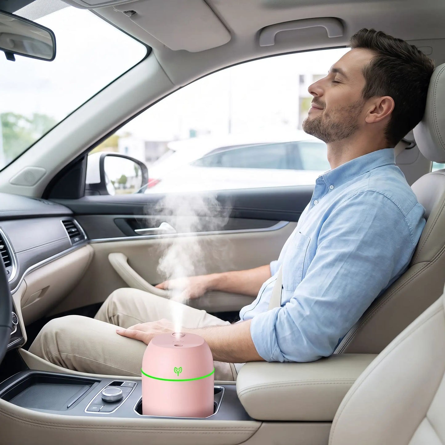 humidificateur d'air homme respire profondément
