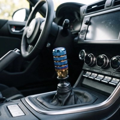 pommeau de vitesse bleu