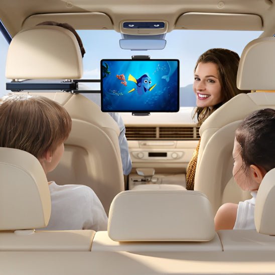 support pour tablette voiture enfant regardant film parents comnduisent